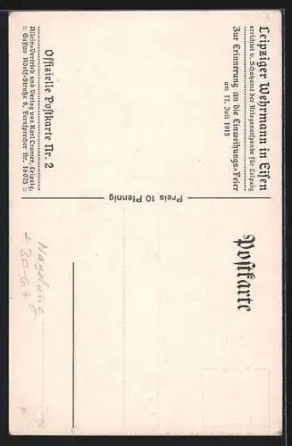 AK Leipzig, Leipziger Wehrmann in Eisen eingeweiht 1915, Kriegshilfe, Nagelung
