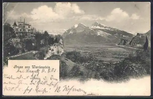 AK Pfäfers, Wartenstein, Blick auf den Ort im Tal