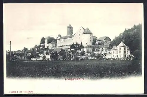 AK Porrentruy, Ortspanorama mit Turm
