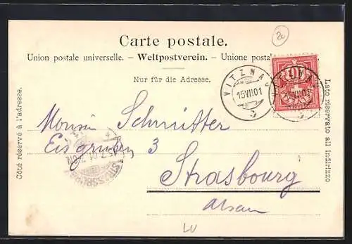 AK Vitznau, Ortsansicht mit Rigibahn