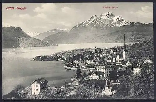 AK Weggis, Ortsansicht mit Pilatus
