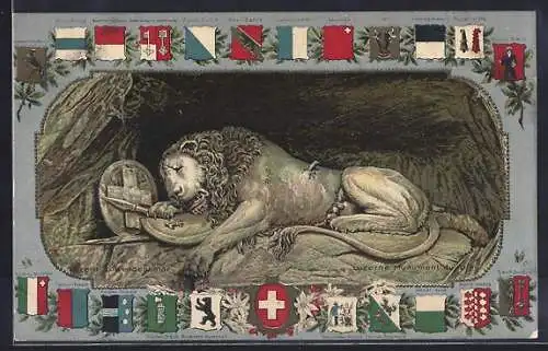 AK Luzern, Löwen-Denkmal, Kantonswappen