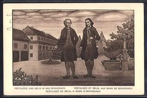 AK Bad Schinzach, Schweizer Bundesfeier, Pestalozzi und Iselin