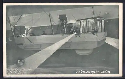 AK In der Zeppelin Gondel bei Nacht