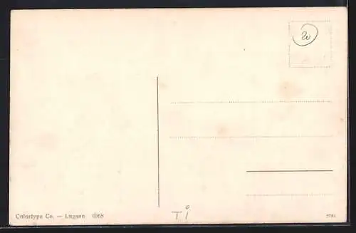 AK Castagnola, Blick zum Ort, Segelboote, Ruderboot