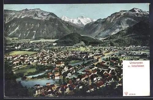 AK Interlaken /Unterseen, Panorama mit Bergen