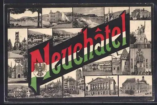 AK Neuchatel, Achtzehn Ansichten aus dem Ort
