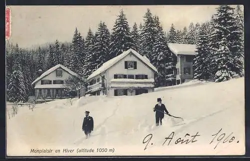 AK Le Locle, Hotel Monplaisir im Winter