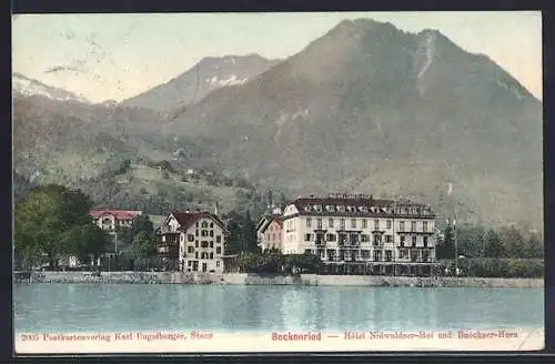 AK Beckenried, Hotel Nidwaldner-Hof und Buochser-Horn