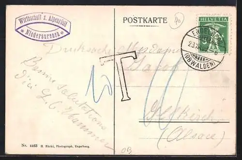 AK Niedersurenen, Schlossberg und Spannort. Gasthaus Zum Alpenrösli