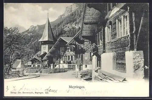 AK Meyringen, auf der Strasse zur Kirche hin