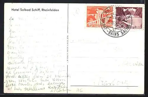 AK Rheinfelden, Blick auf Hotel Solbad Schiff