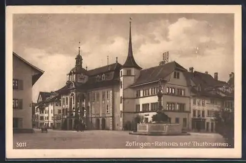 AK Zofingen, Rathaus und Thutbrunnen