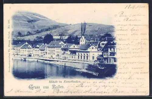 AK Baden-Ennetbaden, Blick auf die Hotels