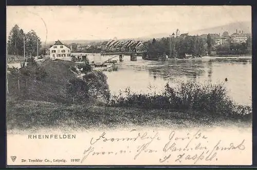 AK Rheinfelden, Teilansicht des Ortes mit Brücke