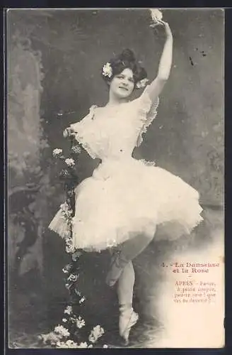 AK La Danseuse et la Rose, Junge Frau beim Ballett
