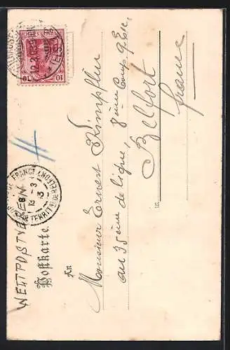 AK Elsässerin, Fräulein in Tracht mit Spindel