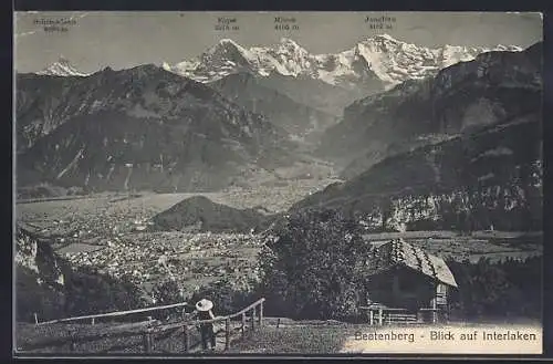 AK Beatenberg, Blick auf Interlaken und die Alpen