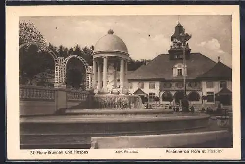 AK Bern, Schweizer Landes-Ausstellung 1914, Flora-Brunnen und Hospes