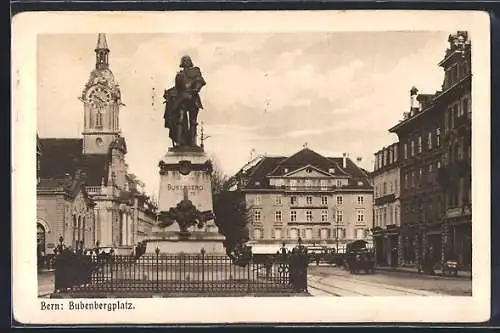 AK Bern, Bubenbergplatz mit Denkmal