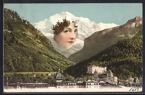 AK Berg mit Gesicht / Berggesichter, Berg mit Frauengesicht, Interlaken