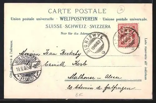 AK Interlaken, Teilansicht mit der Jungfrau