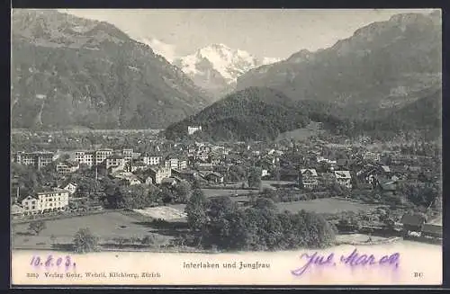 AK Interlaken, Sicht von Anhöhe, um 1900