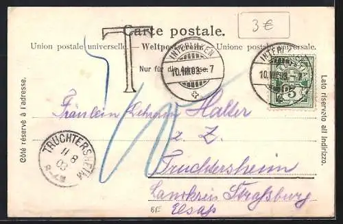 AK Interlaken, Sicht von Anhöhe, um 1900