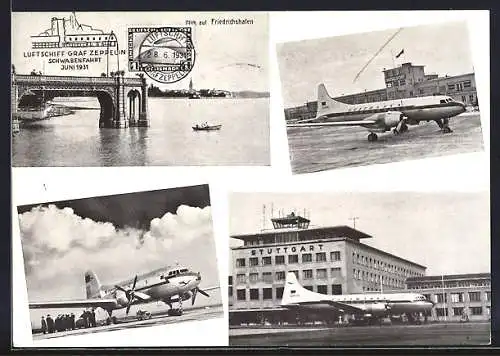 AK Oberndorf / Neckar, 1. Oberndorfer Briefmarken-Ausstellung 1959, Flughafen Düsseldorf & Stuttgart