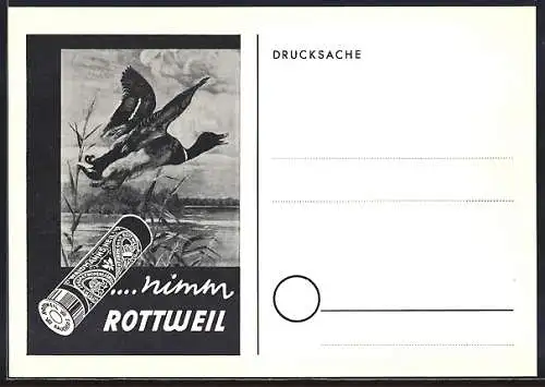 AK Rottweil, Einladung zum Übungsschiessen, Ente, Patrone