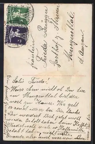 Foto-AK Amag, junge Dame faltet ihre Hände, Frieden