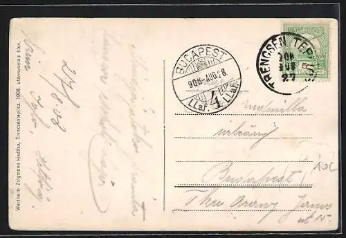 AK Bad Trencsénteplicz, Totalansicht in den Bergen