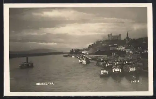 AK Bratislava, Flusshafen mit Blick zum Schlossberg