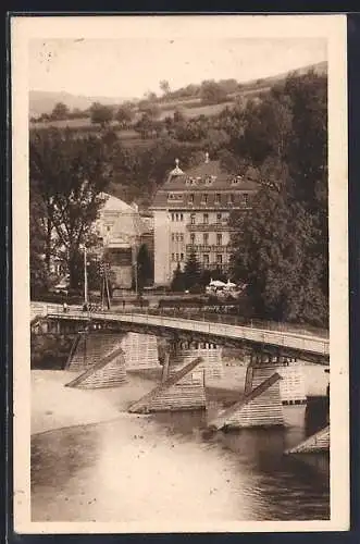 AK Piestany, Flusspartie mit Hotel Thermia nad Vahom
