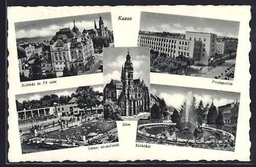 AK Kassa, Szinház és Fö utca, Dóm, Postapalota, Városi strandfürdö, Szökökút