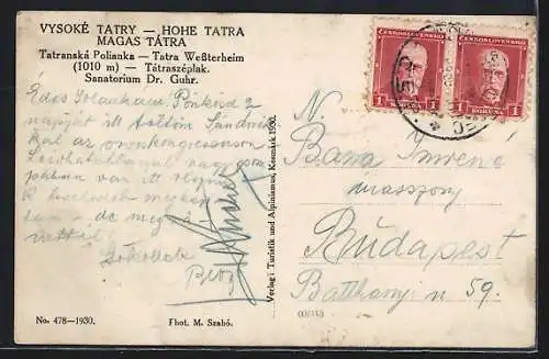 AK Vysoké Tatry, Tatranská Polianka, Sanatorium Dr. Guhr