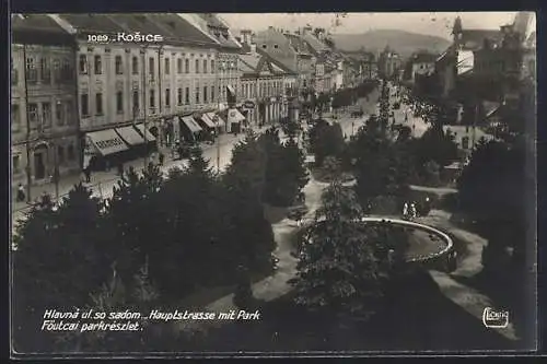 AK Kosice, Hauptstrasse mit Park