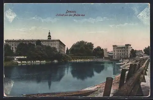 AK Dessau, Schloss von der Mulde aus