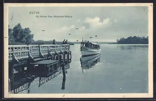 AK Eutin, Gr. Eutiner See mit Motorboot Altburg