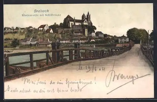 AK Breisach, Rheinansicht mit Schiffbrücke