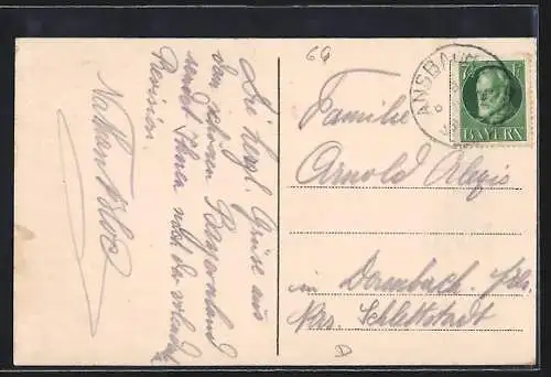 AK Ansbach / Bayern, Kirche mit Hof-Apotheke