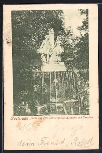 AK Karlsruhe, Schlossgarten, Hermann und Dorothea