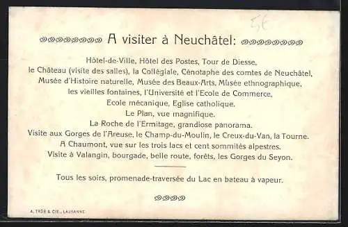 AK Neuchatel, Hotel Terminus et Hotel des Alpes, Strassenbahn
