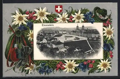 Passepartout-AK Einsiedeln, Teilansicht