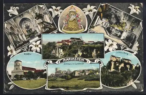 AK Mariastein, Schlossruine Landskron, Schloss Burg, Gnadenkapelle, Gnadenbild, Inneres der Kirche, Kirche