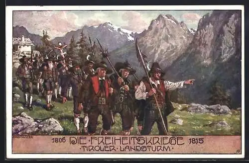 Künstler-AK Ernst Kutzer: Freiheitskriege 1806-1815, Eiserne Zeit, Tiroler Landsturm im Gebirge