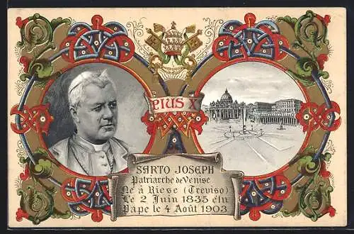 Lithographie Pius X., Sarto Joseph, Patriarch de Venise...