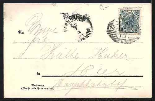 Lithographie Warnsdorf / Varnsdorf, Gasthof zur Burgbergwarte