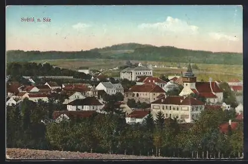 AK Svetlá n. Sáz., Blick von der Anhöhe auf den Ort