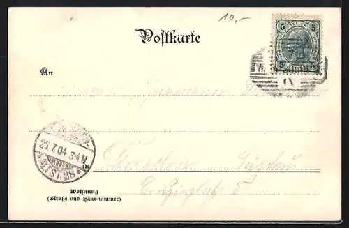 Lithographie Warnsdorf / Varnsdorf, Gasthof zur Burgbergwarte